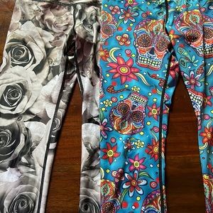 Two pairs of yoga democracy leggings.